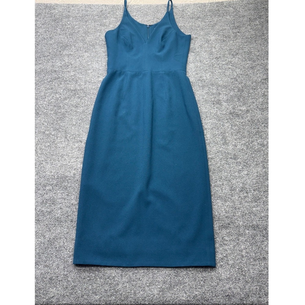 Dress The Population Lyla Midi Sheath Dress Peacock‎ Blue V-Neck Womens Size S